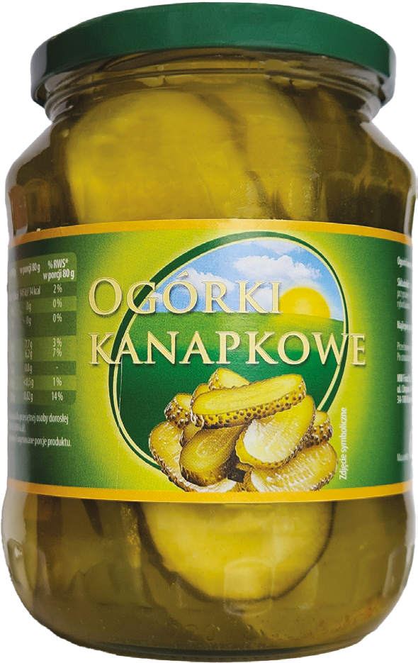 Ogórki kanapkowe Fruktus 670/360g widok główny