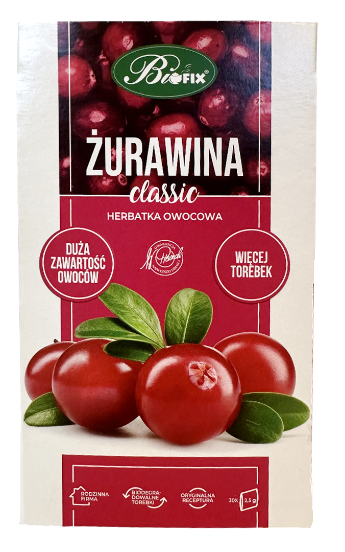Herbata owocowa żurawina Bifix 30x2,5g widok główny 