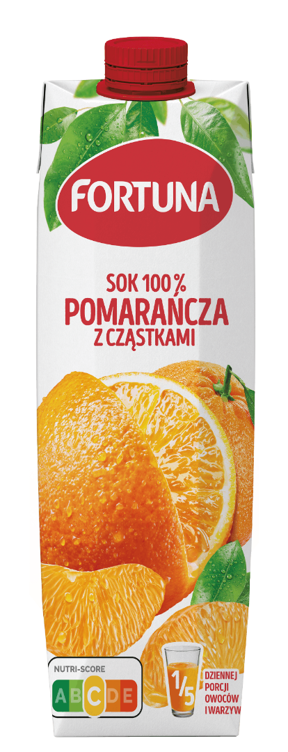 Sok pomarańczowy z cząstkami Fortuna 1l widok 1