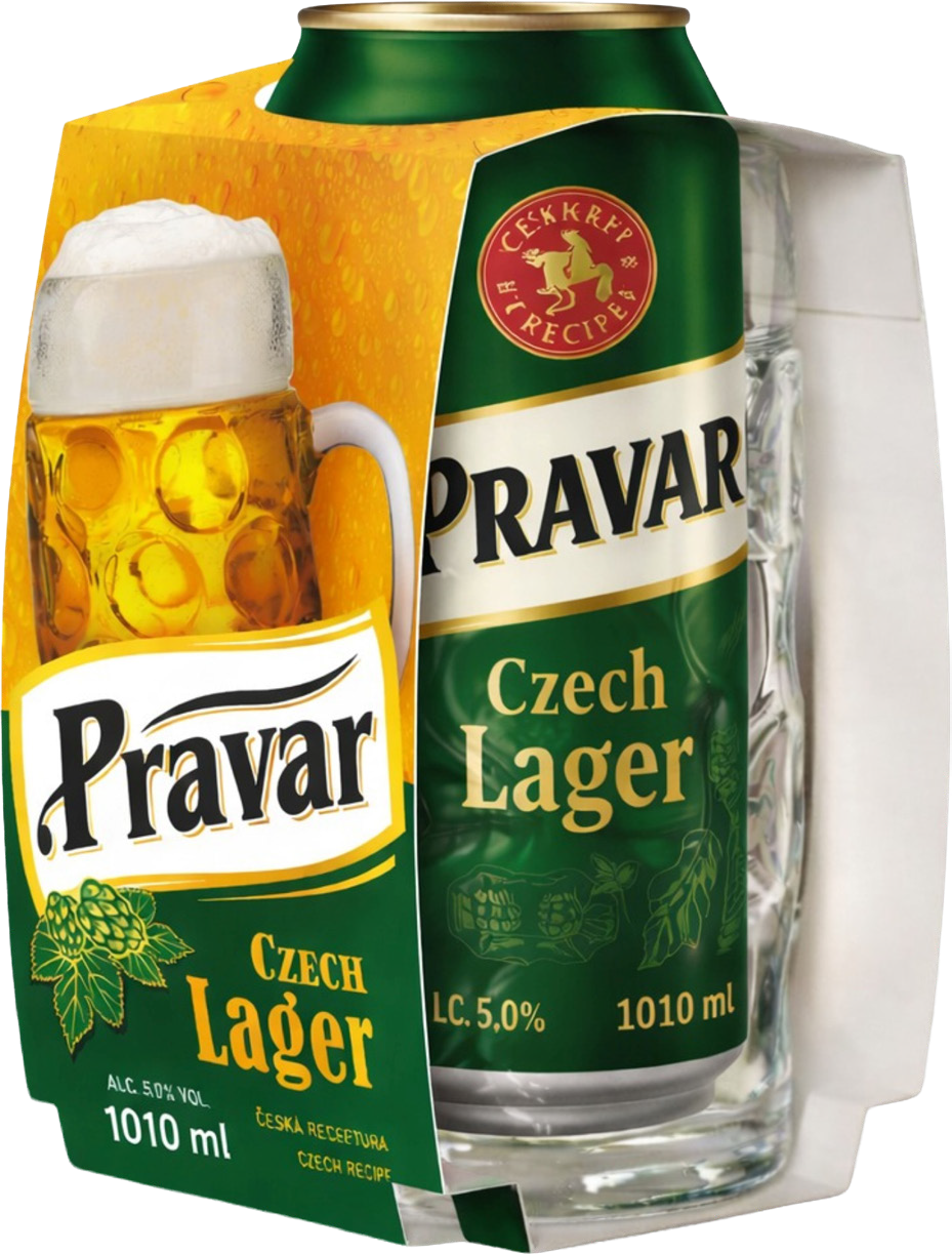 Piwo Pravar 1,01l 5,0% Puszka+Kufel widok 1