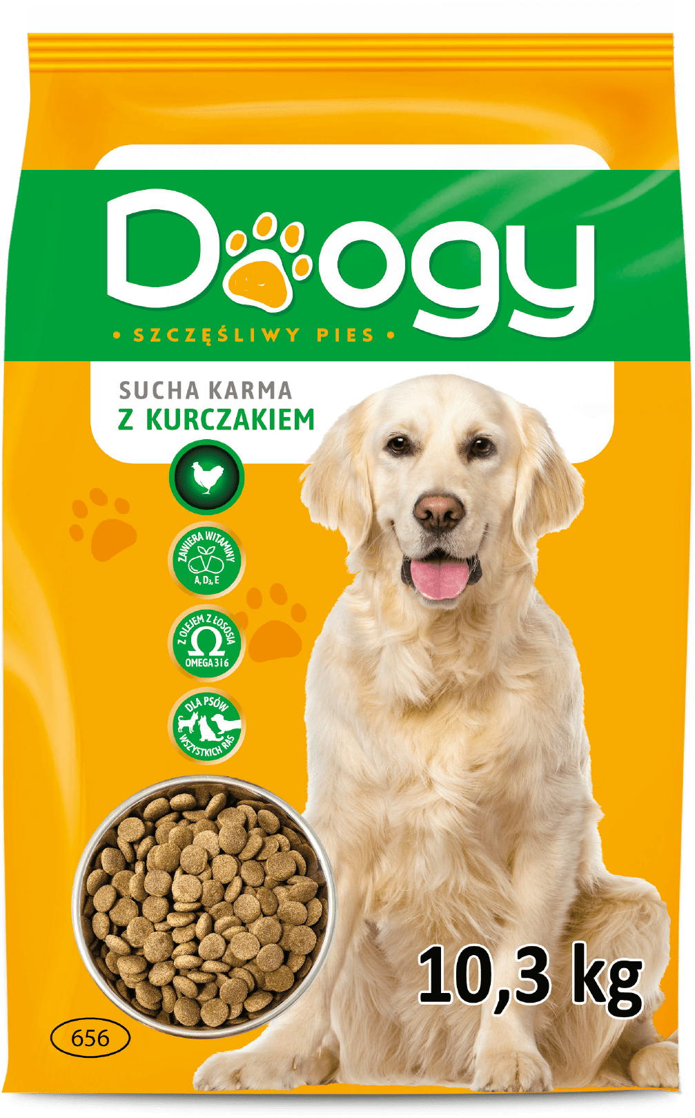 Karma dla psa sucha z drobiem Doogy 10,3kg widok główny