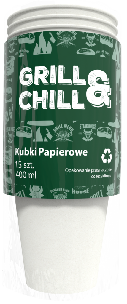 Kubki papierowe jednorazowe Grill&Chill 15x400ml widok 1