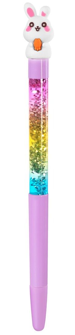Długopis żelowy z płynnym brokatem z figurką widok 2