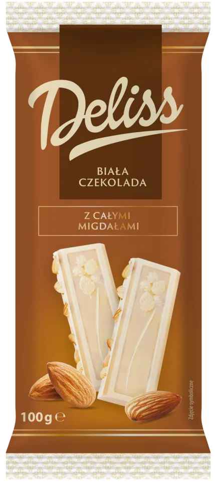 Czekolada biała z całymi migdałami Deliss 100g widok 1