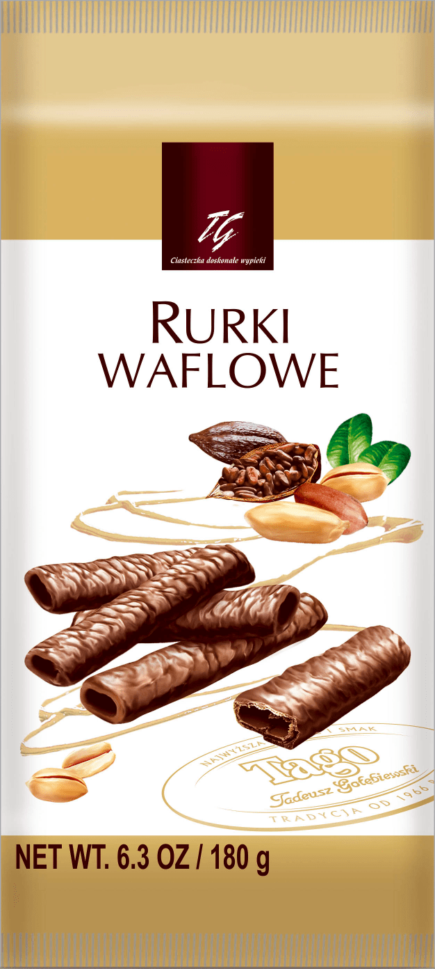 Rurki waflowe w polewie kakaowej Tago 180g widok 1