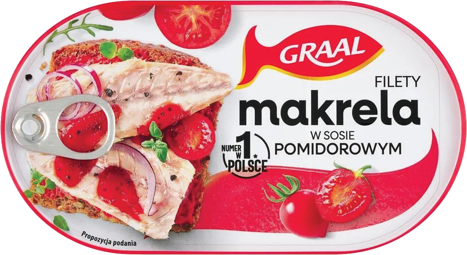 Filety z makreli w sosie pomidorowym Graal 170g widok główny 