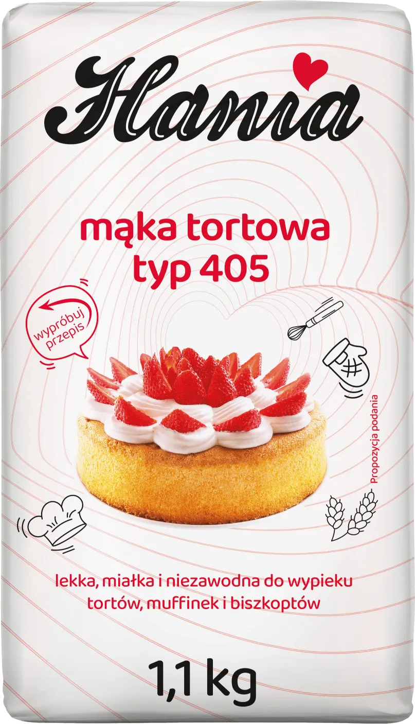 Mąka tortowa typ 405 Hania 1,1kg widok główny