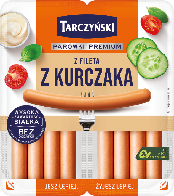 Parówki z fileta z kurczaka Tarczyński 180g widok główny
