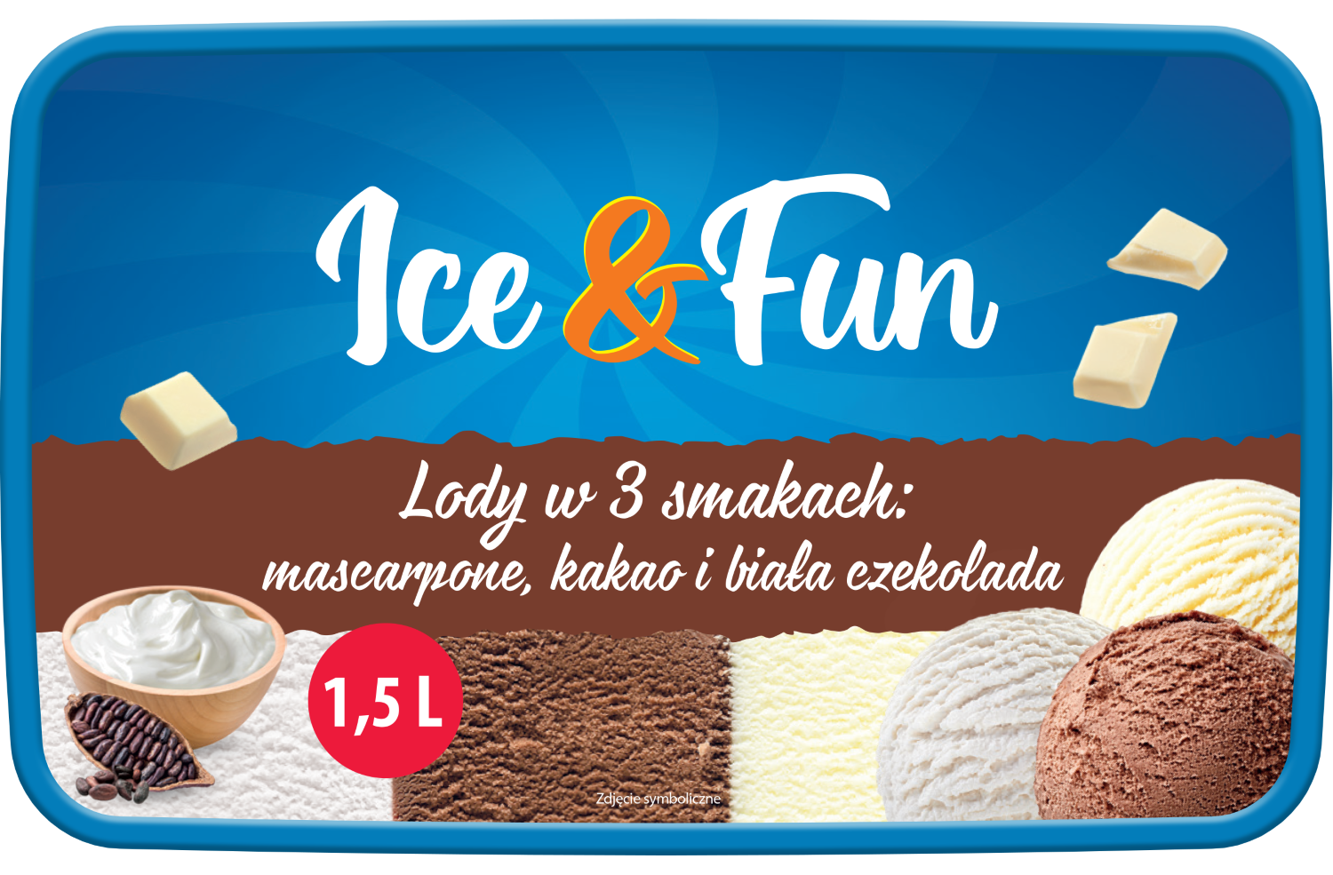 Lody w 3 smakach biała czek kak masca Ice&Fun 1,5l widok 1