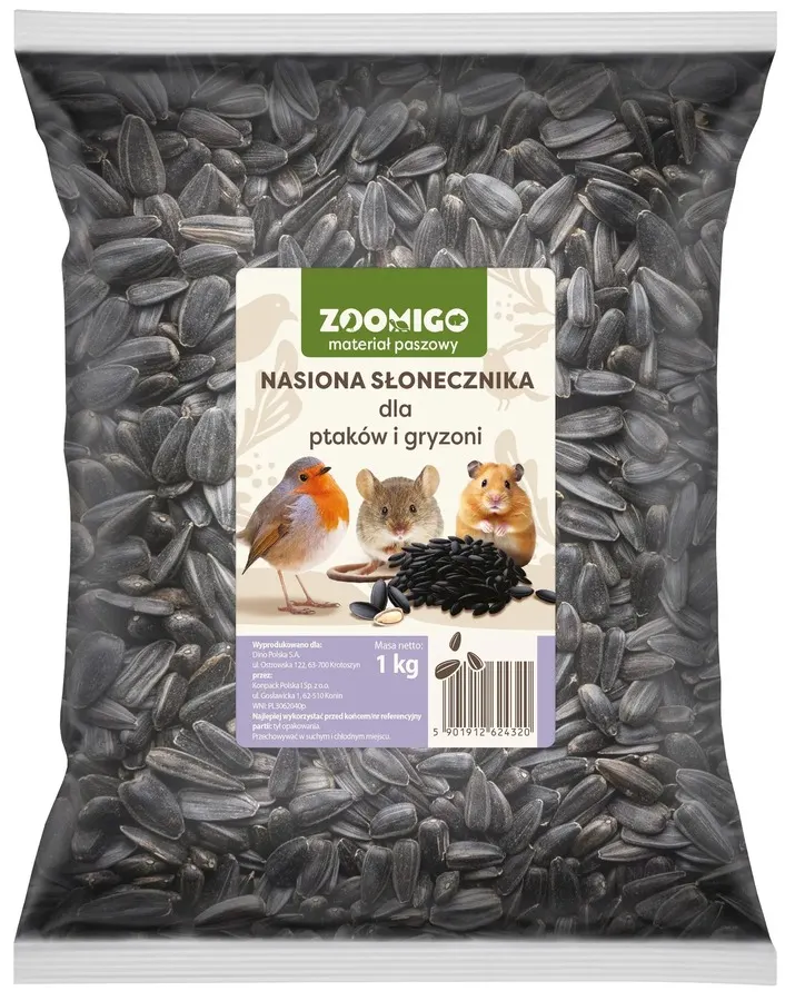 Nasiona słonecznika dla ptaków i gryz. Zoomigo 1kg widok 1
