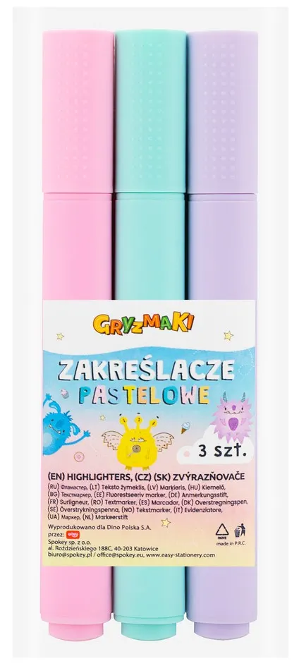 Zakreślacze pastelowe Gryzmaki 3szt Sz25 widok 1