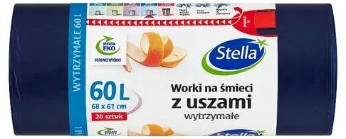 Worki na śmieci z uszami granatowe 60l 20szt widok 1