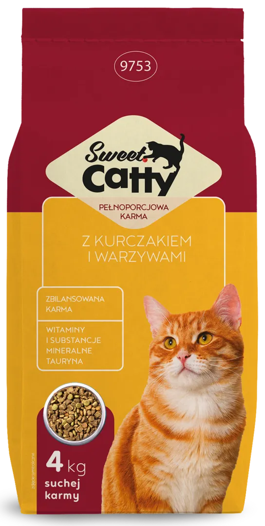 Karma dla kota sucha kurcz i warzy Sweet Catty 4kg widok główny