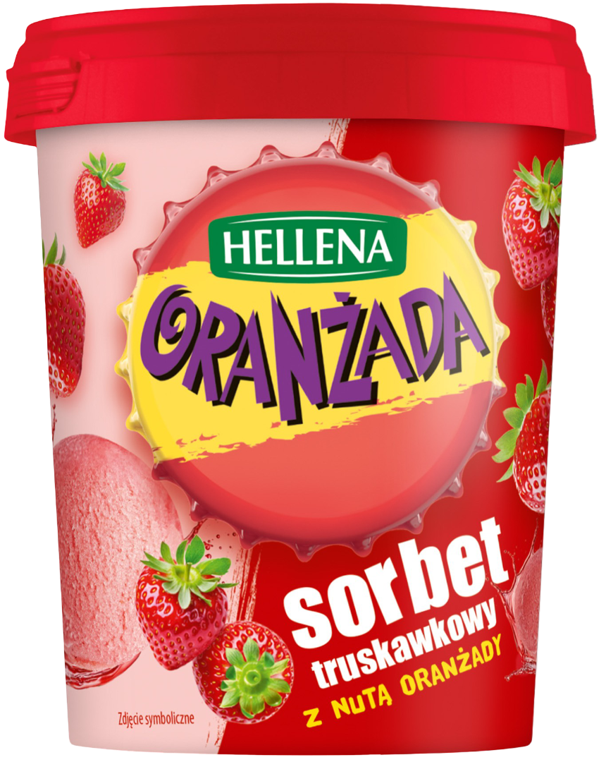 Lody sorbet truskawkowy oranżada Hellena 0,5l widok 1