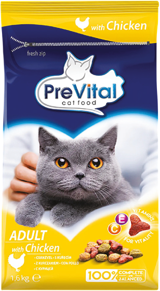 Karma dla kota sucha z drobiem Prevital 1,6kg widok główny