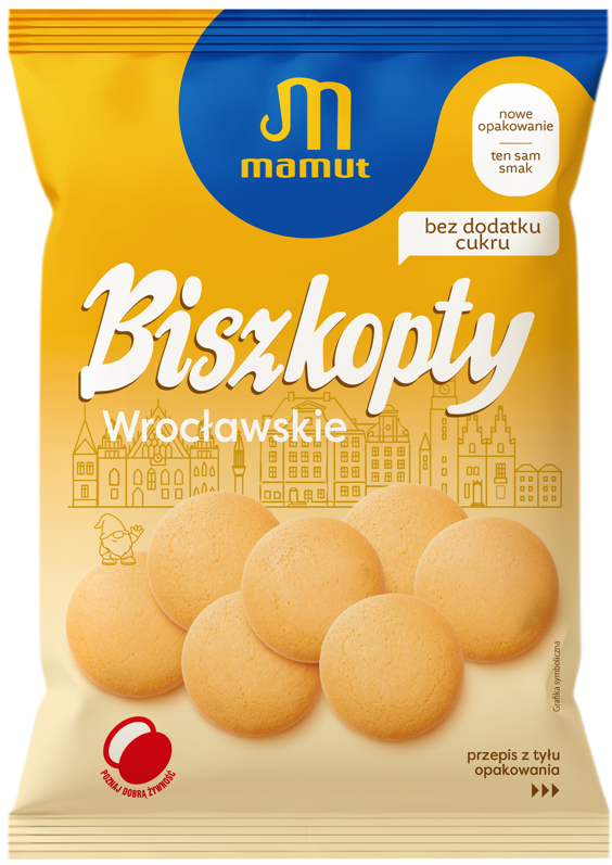 Biszkopty wrocławskie bez dodatku cukru Mamut 120g widok 1