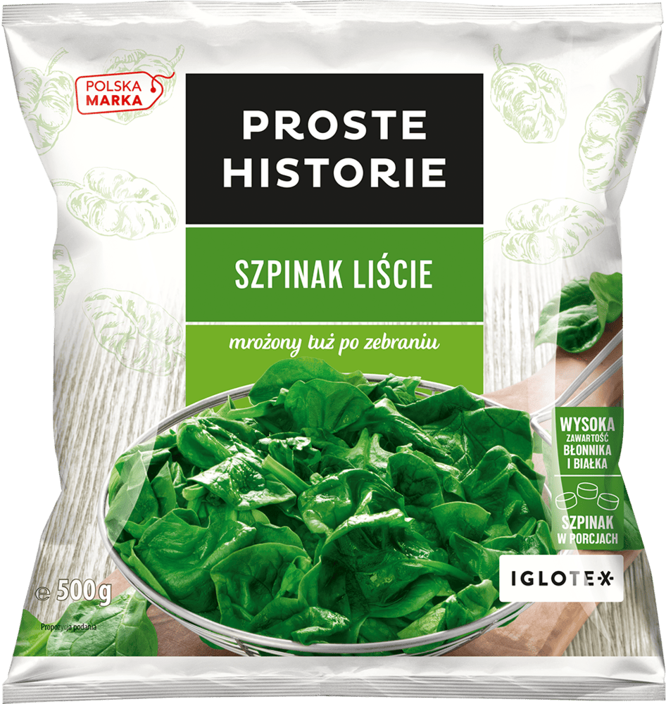 Szpinak liście Proste Historie 500g widok główny