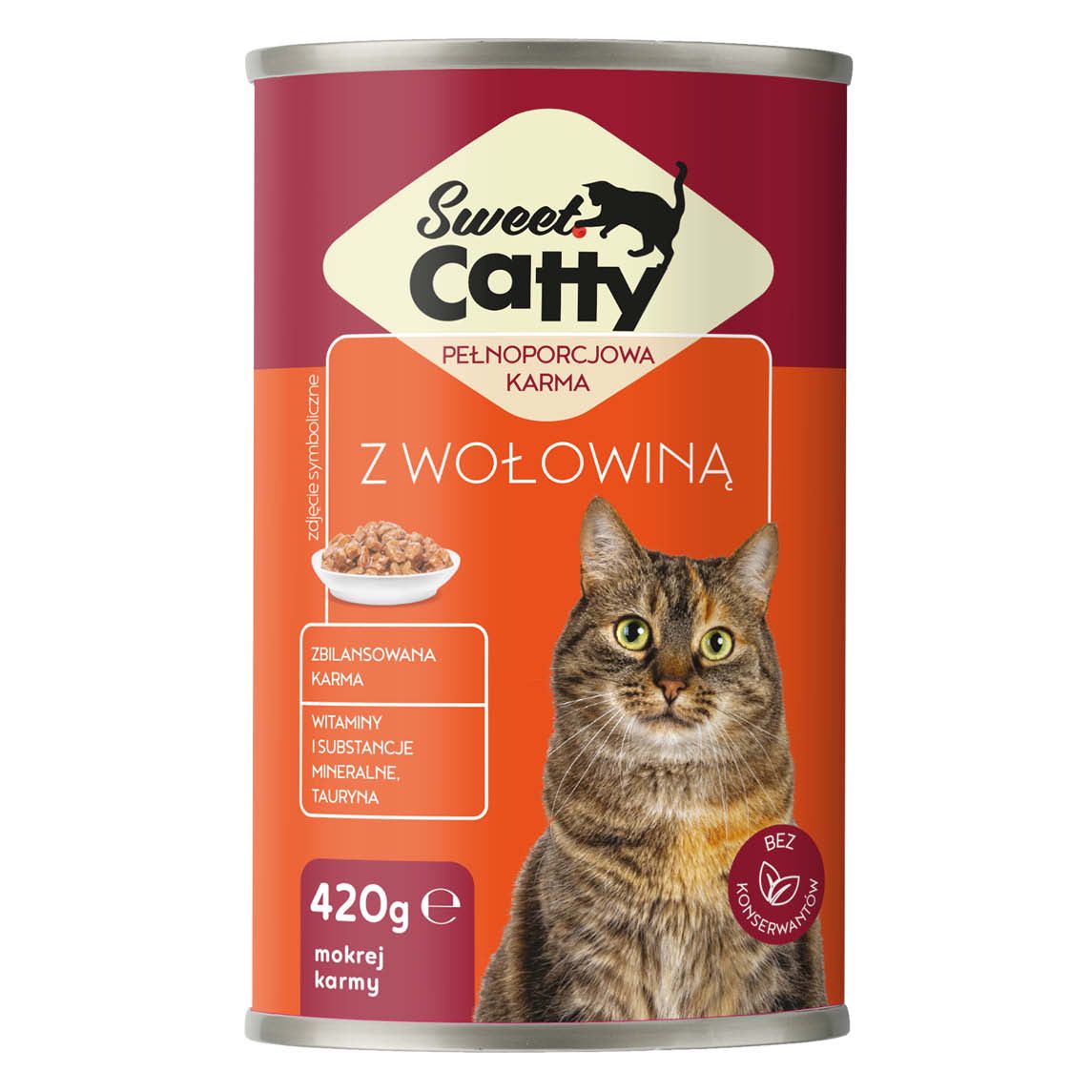 Karma dla kota mokra z wołowiną Sweet Catty 420g widok 1