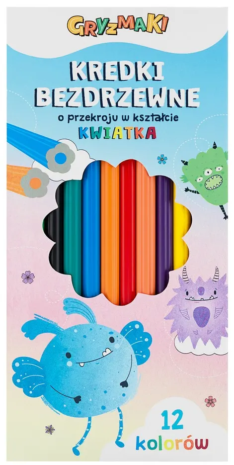 Kredki Bezdrzewne Kwiatki Gryzmaki 12kol Sz25 widok 1