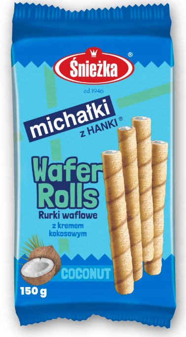 Rurki waflowe z kremem kokosowym Śnieżka 150g widok 1