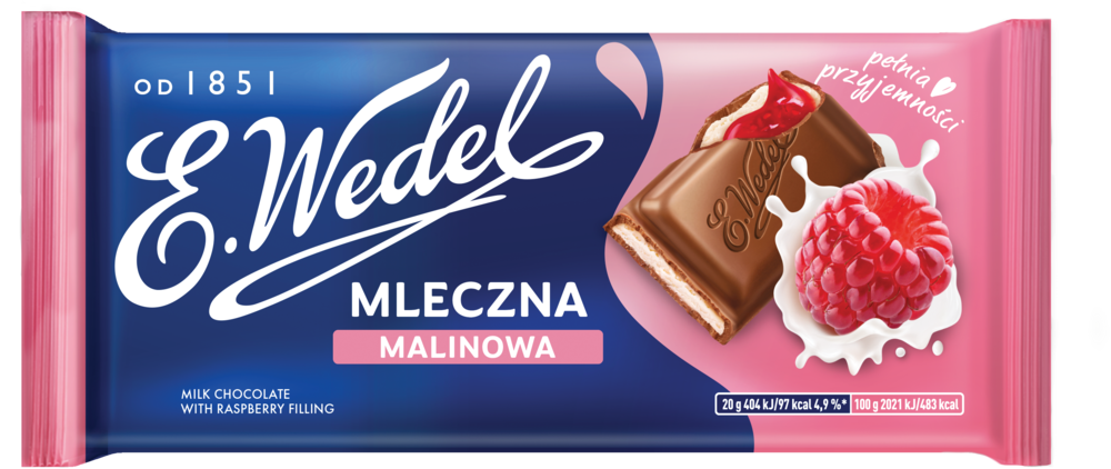 Czekolada mleczna z nadz. malinowym Wedel 100g widok główny