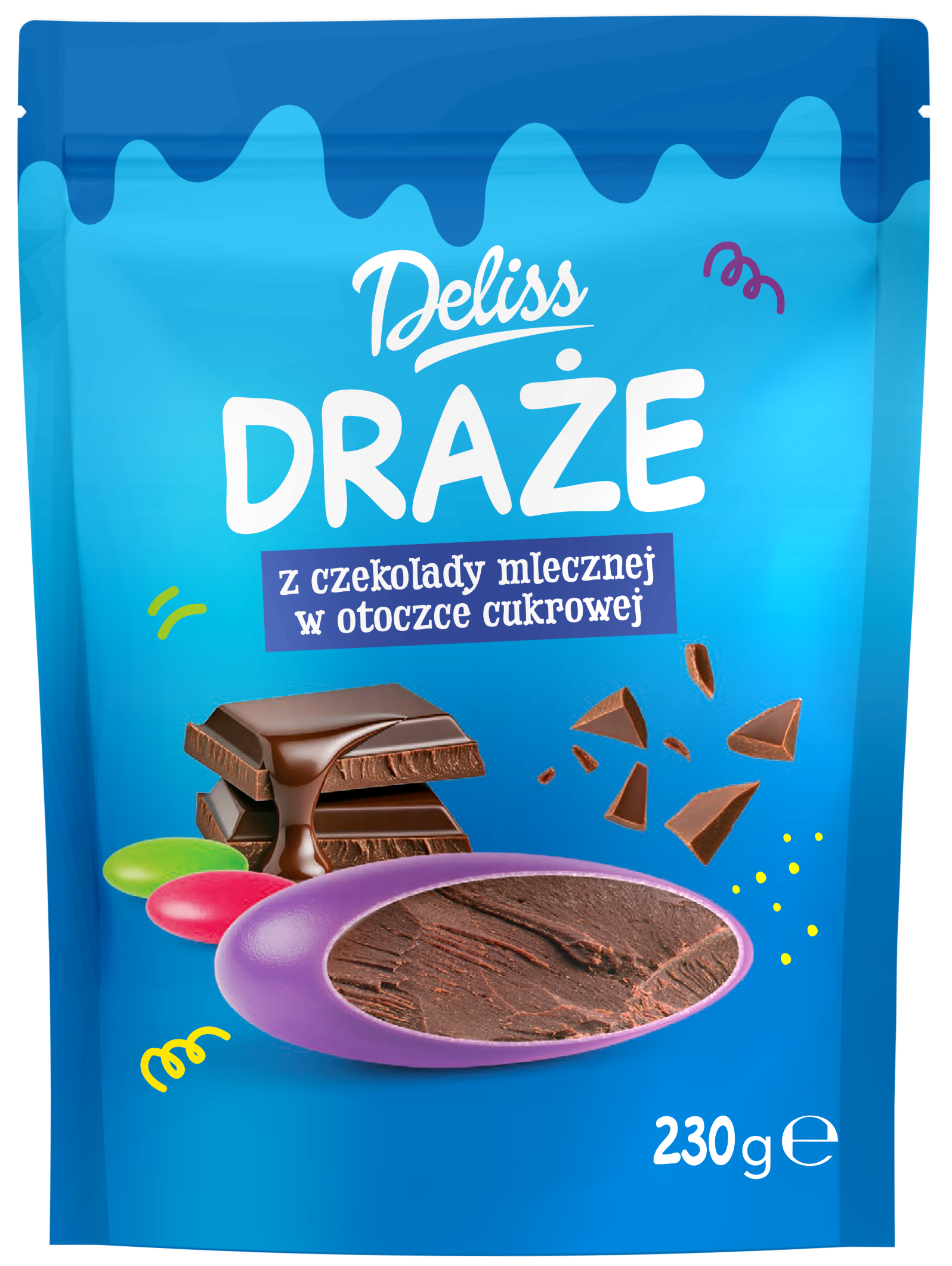 Draże z czekolady mlecznej Deliss 230g widok 1