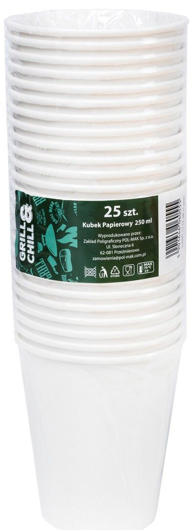 Kubki papierowe jednorazowe Grill&Chill 25x250ml widok główny