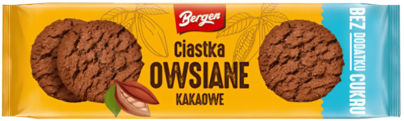 Ciastka waniliowe/kakaowe bez cukru Bergen 140g widok 1