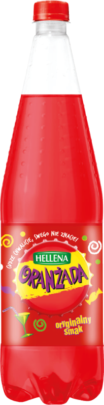 Napój gaz oranżada czerwona 20% soku Hellena 1,25l widok główny