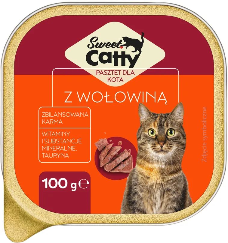 Karma dla kota pasztet z wołowiną Sweet Catty 100g widok 1