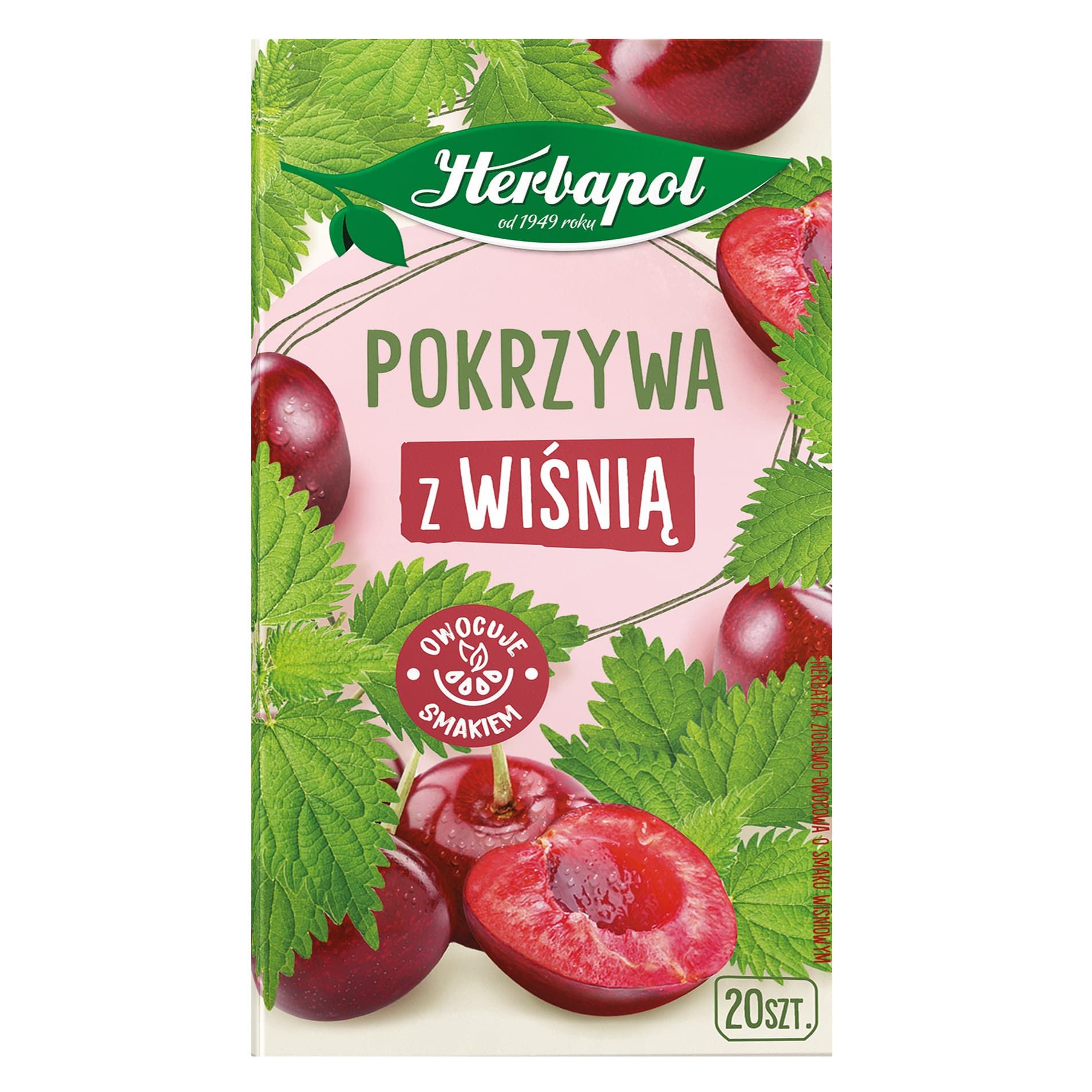 Herbatka ziołowa pokrzywa z wiśn. Herbapol 20x1,5g widok główny