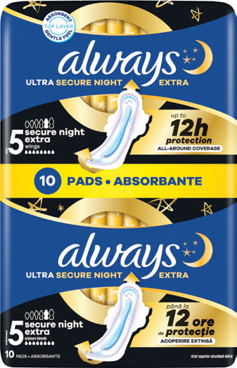 Podpaski Always Ultra Secure Night Extra 10szt widok 2