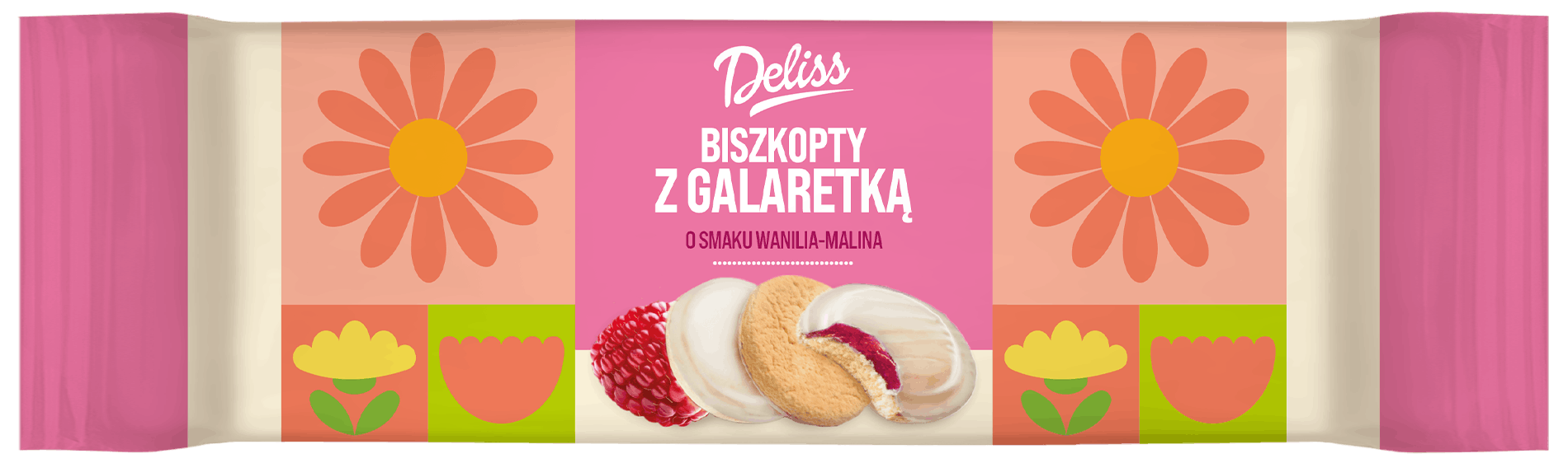 Biszkopty z galaretką wanil malin Deliss 135g widok 1