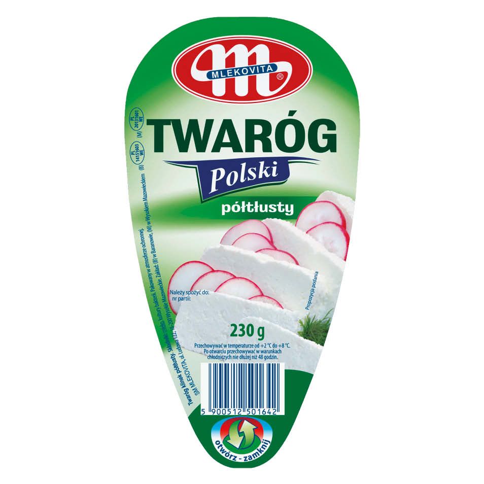 Twaróg półtłusty Mlekovita klinek 230g widok 1