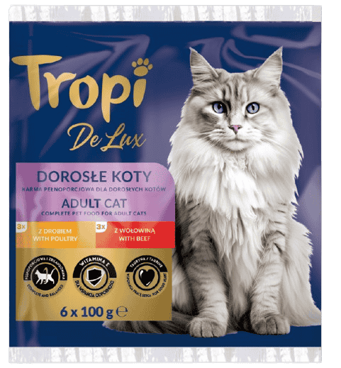 Karma dla kota mokra woł/drób Tropi Delux 6x100g widok 1