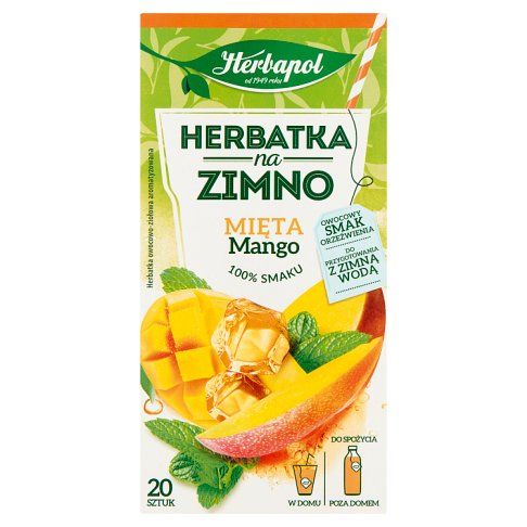Herbatka na zimno mięta mango Herbapol 20x1,8g widok 1
