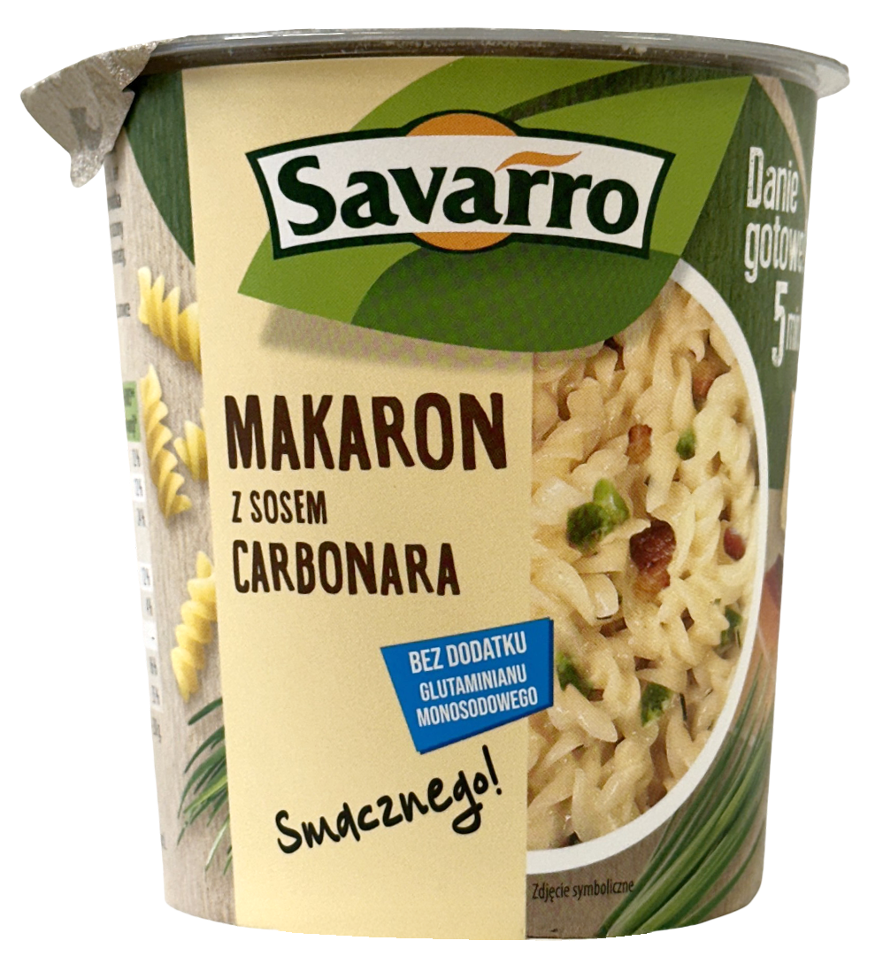 Danie makaron z sosem carbonara Savarro 56g widok główny