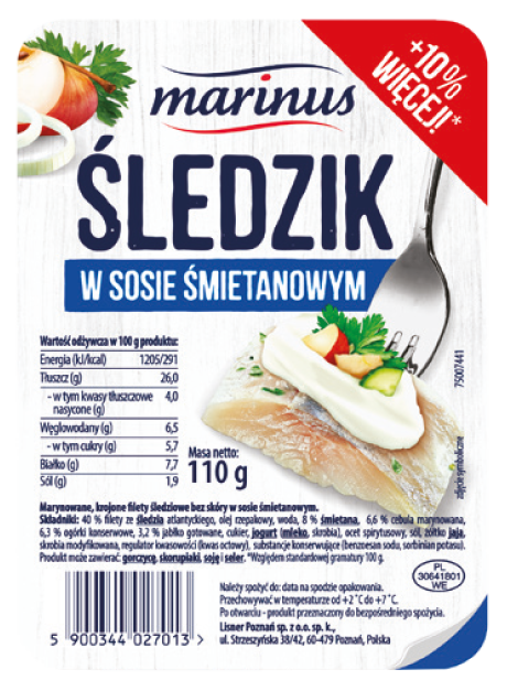 Śledzik w sosie śmietanowym Marinus 110g widok główny