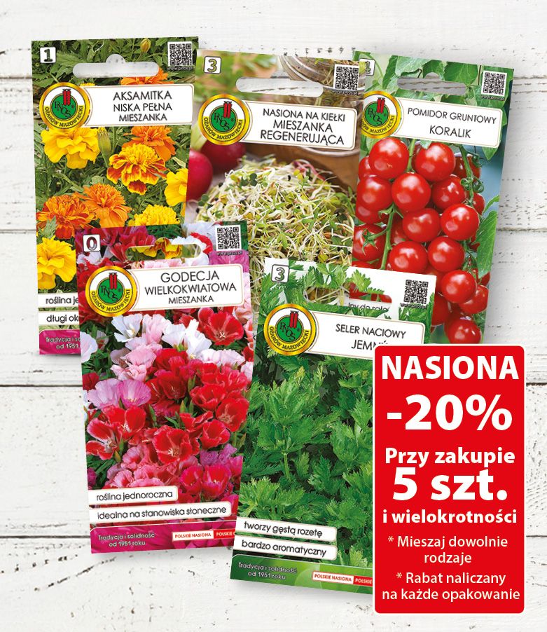 Nasiona -20% przy zakupie 5 szt. i wielokrotności Nasiona -20% przy zakupie 5 szt. i wielokrotności