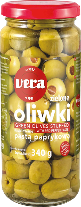 Oliwki zielone z pastą paprykową Vera 340/200g widok główny