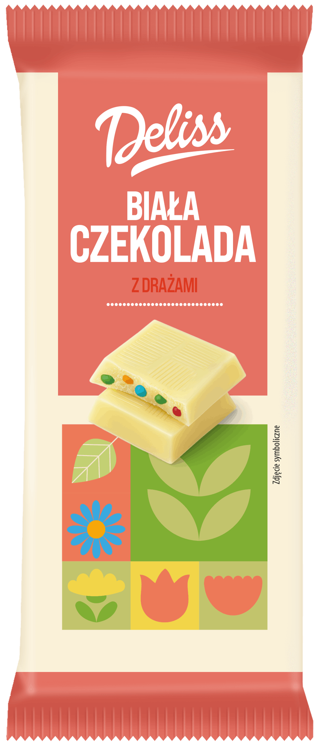 Czekolada biała z drażami Deliss 100g widok 1