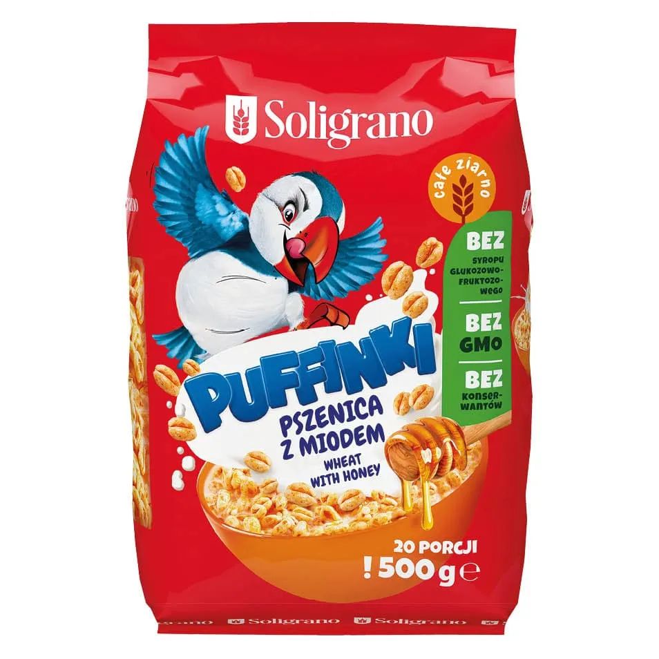 Płatki Puffinki z miodem Soligrano 500g widok 1