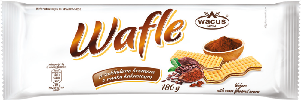 Wafle kakaowe Wacuś 180g widok główny