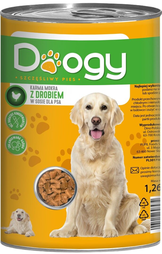 Karma dla psa mokra z drobiem Doogy 1,26kg widok 1
