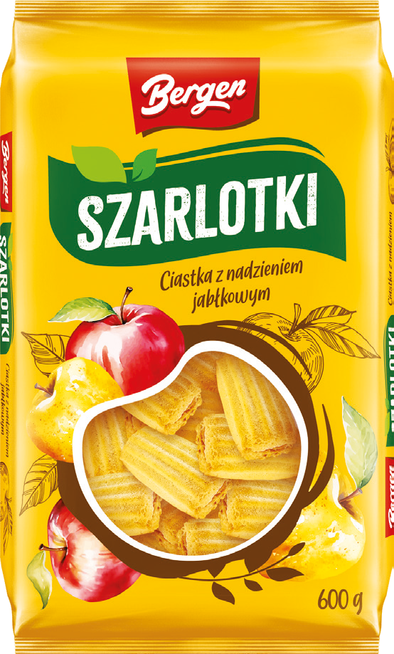 Ciastka Szarlotki z nadzieniem jabłk. Bergen 600g widok główny 