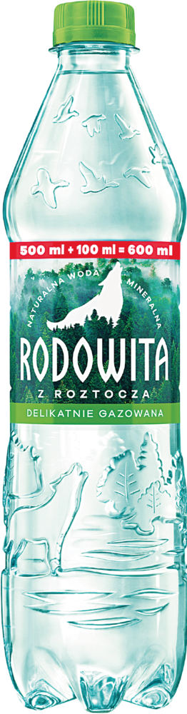 Woda delik. gaz. mineral. Rodowita 0,6l widok główny 