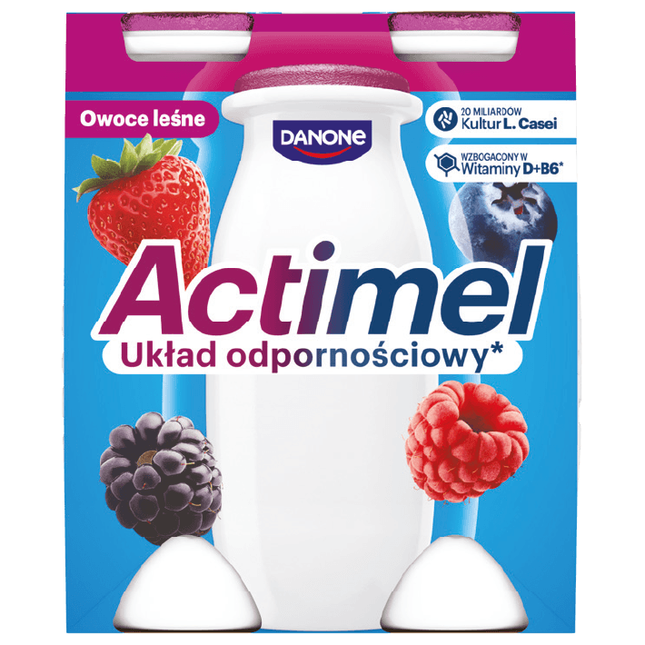 Actimel kids truskawka/banan 4x100g widok główny
