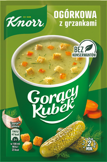 Zupa Gorący Kubek ogórkowa z grzankami Knorr 13g widok 1