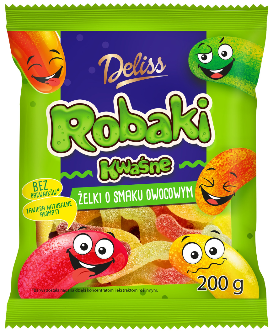 Żelki robaki kwaśne owocowe Deliss 200g widok 1