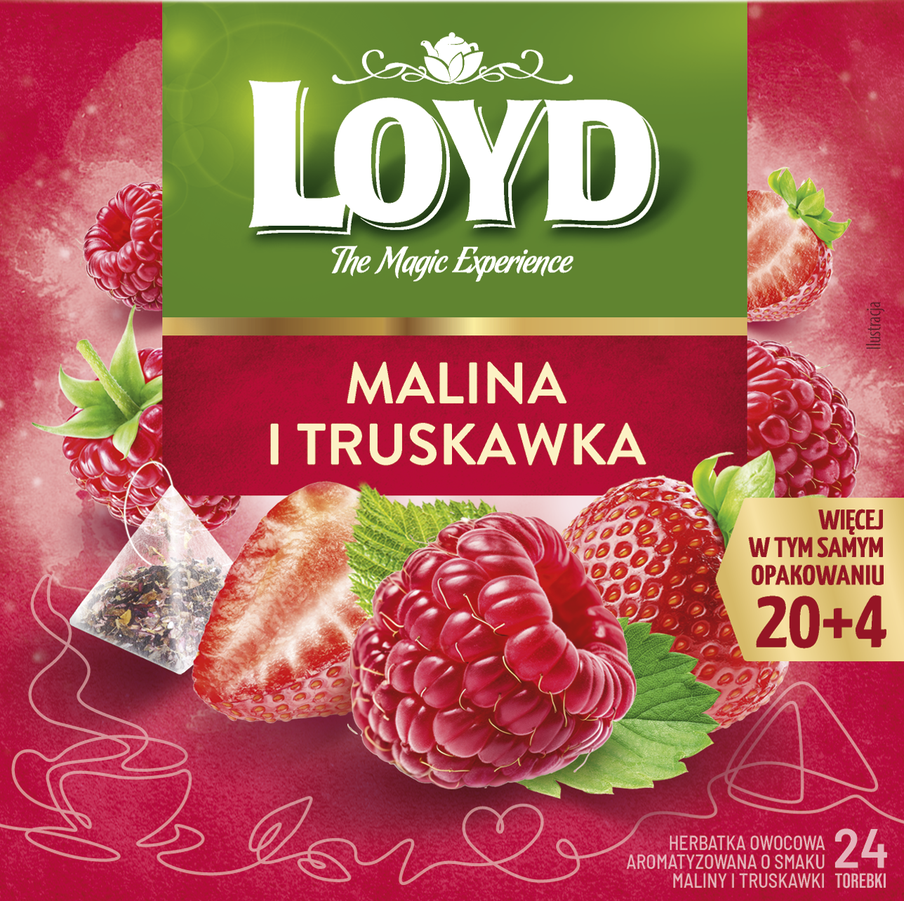 Herbatka owocowa maliny i truskawki Loyd 24x2g widok 1